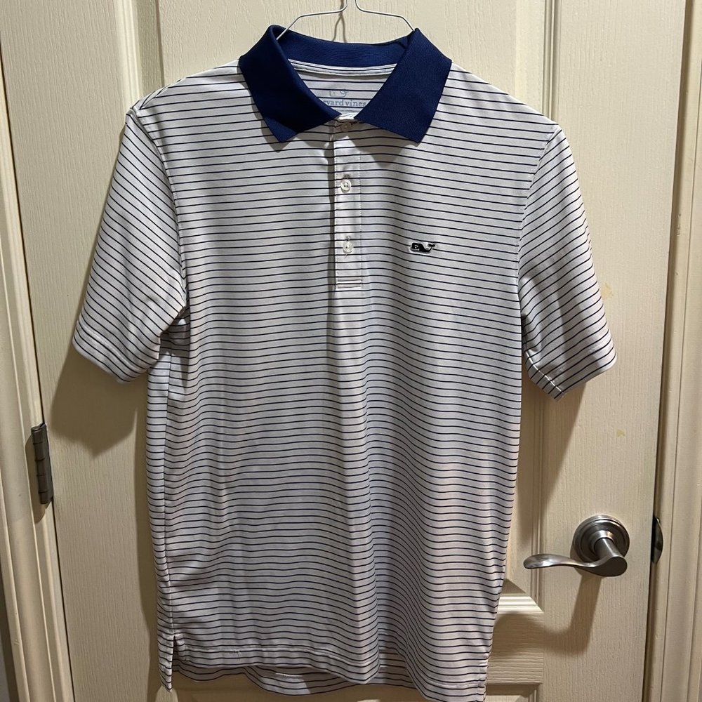 Vineyard Vines Navy/White Striped Polo - XS